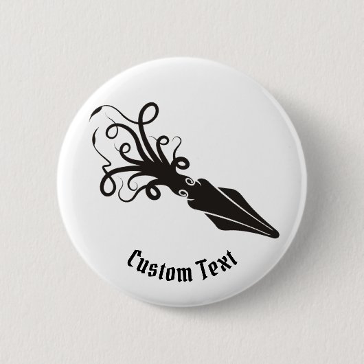 Badge Rond 5 Cm Icône de calmar noir (Devant)