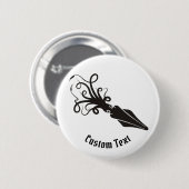 Badge Rond 5 Cm Icône de calmar noir (Devant & derrière)