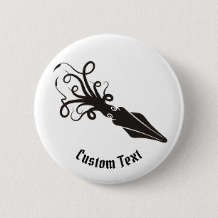 Badge Rond 5 Cm Icône de calmar noir
