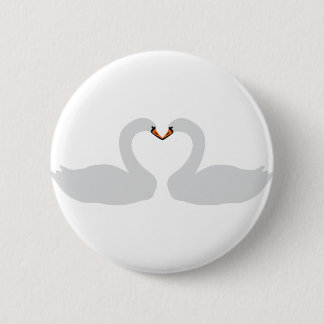 Badge Rond 5 Cm icône de deux cygnes blancs
