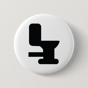 Badge Rond 5 Cm icône de la toilette noire