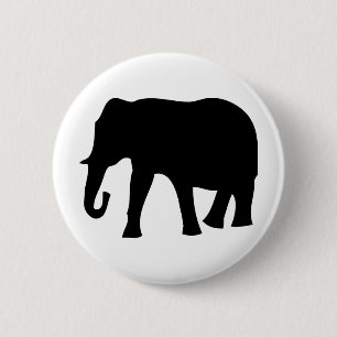 Badge Rond 5 Cm icône de l'éléphant noir