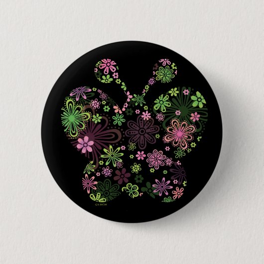 Badge Rond 5 Cm ICÔNE de papillon de fleur (Devant)