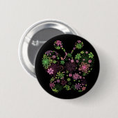 Badge Rond 5 Cm ICÔNE de papillon de fleur (Devant & derrière)