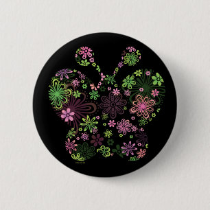 Badge Rond 5 Cm ICÔNE de papillon de fleur