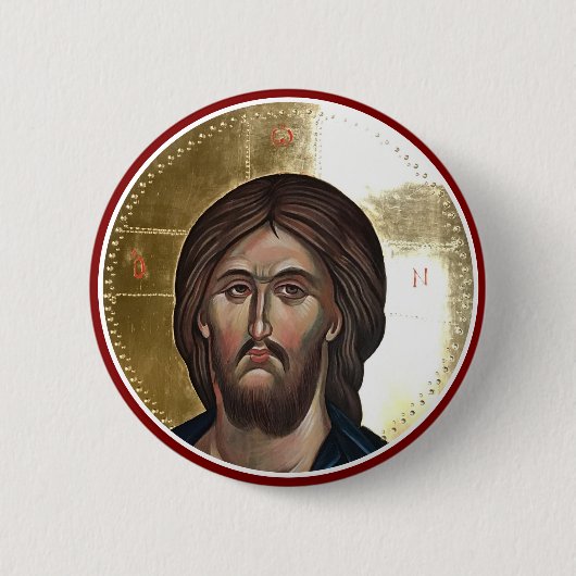 Badge Rond 5 Cm Icône du Christ Pantocrator (Devant)