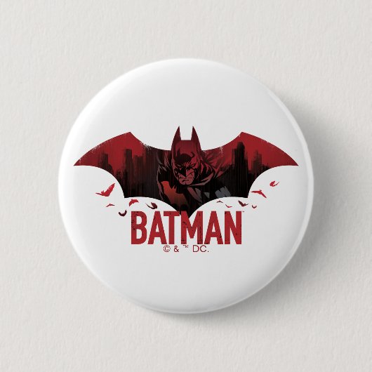 Badge Rond 5 Cm Icône gotham de Batman Crimson (Devant)