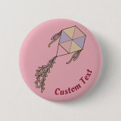 Badge Rond 5 Cm Icône Kite rose (Devant)