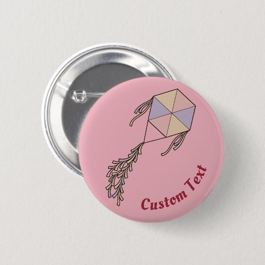 Badge Rond 5 Cm Icône Kite rose (Devant & derrière)
