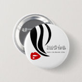 Badge Rond 5 Cm Icône maquillage Femme visage en noir blanc rouge  (Devant & derrière)