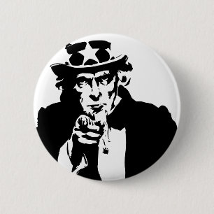Badge Rond 5 Cm Icône noire et blanche d'Oncle Sam