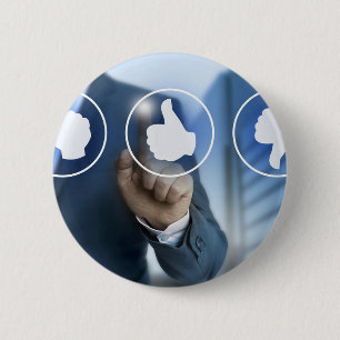 Badge Rond 5 Cm icônes de pouce pour le concept de révision client