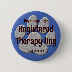 Badge Rond 5 Cm ID chien thérapeutique - bleu