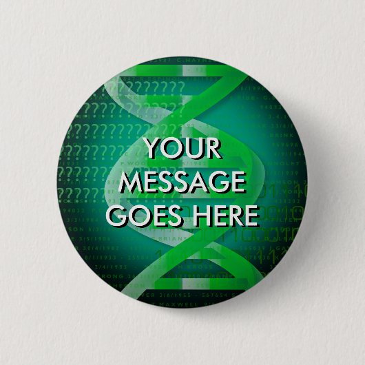 Badge Rond 5 Cm ID d'ADN personnalisé vert (Devant)