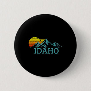 Badge Rond 5 Cm Idaho Montagnes Vintage Coucher de soleil Randonné