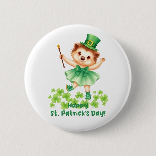 Badge Rond 5 Cm Igel Igelin Gráinneog Happy St. Patrick (Devant)