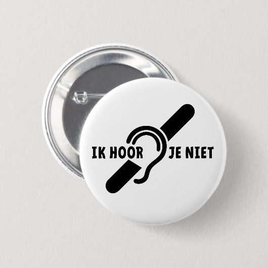 Badge Rond 5 Cm Ik ben doof. Doven, slechthorend. Lip lezen (Devant & derrière)