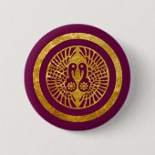 Badge Rond 5 Cm Ikko Ikki Mon clan japonais faux or sur violet (Devant)