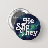 Badge Rond 5 Cm Il/Elle/Ils Personnalisable Galaxy Pronoun (Devant & derrière)