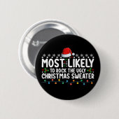 Badge Rond 5 Cm Il Est Probable Que Le Vilain Chandail De Noël Soi (Devant & derrière)