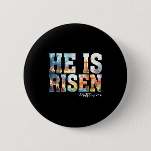 Badge Rond 5 Cm Il est ressuscité boho pâques chrétien jésus