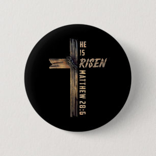 Badge Rond 5 Cm Il Est Ressuscité Croix Jésus Religieux Foi Chréti