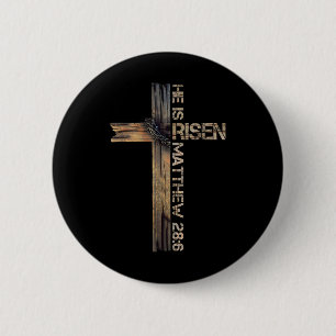 Badge Rond 5 Cm Il Est Ressuscité Croix Jésus Religieux Foi Chréti