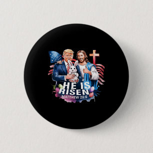 Badge Rond 5 Cm Il Est Ressuscité Jésus Drôle Trump Us Drapeau Heu
