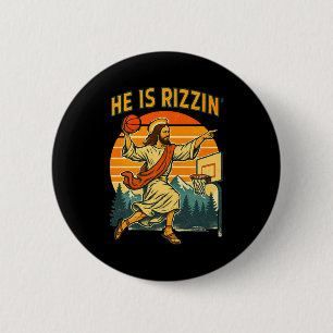 Badge Rond 5 Cm Il est ressuscité rizzin pâques foi chrétienne jés