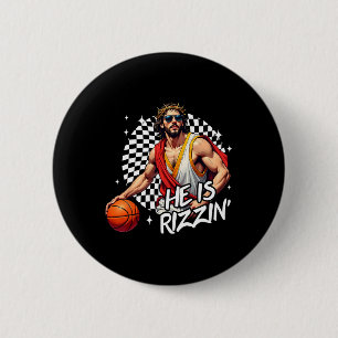 Badge Rond 5 Cm Il est ressuscité Rizzin' Pâques Jésus Foi chrétie