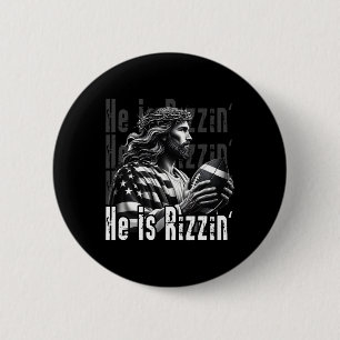 Badge Rond 5 Cm Il Est Rizzin Jésus Jouant Footbyll Funny Sports C