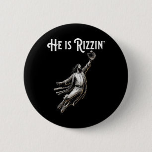 Badge Rond 5 Cm Il Est Rizzin Jésus Jouer Baseball Fun Sports Riz