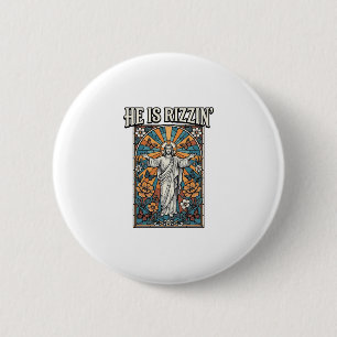 Badge Rond 5 Cm Il est Rizzin Vintage Pâques Vitrail T-Shirt De