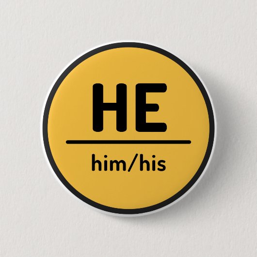 Badge Rond 5 Cm Il Lui Son Pronoun Bouton - Jaune (Devant)