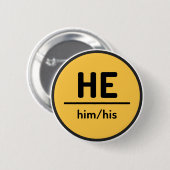 Badge Rond 5 Cm Il Lui Son Pronoun Bouton - Jaune (Devant & derrière)