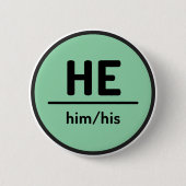 Badge Rond 5 Cm Il Lui Son Pronoun Bouton - Vert (Devant)