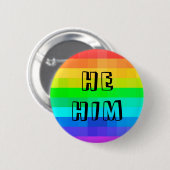 Badge Rond 5 Cm Il Prononounes LGBTQ Rainbow Button (Devant & derrière)
