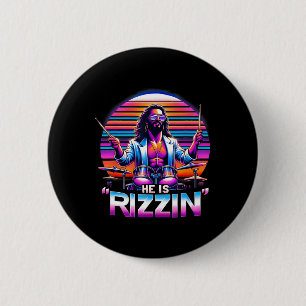 Badge Rond 5 Cm Il Rizzin' Jésus A Rizzen Funny Pâques Christ