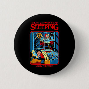 Badge Rond 5 Cm Il vous voit quand vous dormez Joyeux Noël