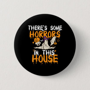 Badge Rond 5 Cm Il y a des horreurs dans cette maison Citrouille f