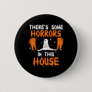 Badge Rond 5 Cm Il y a des horreurs dans cette maison Citrouille f