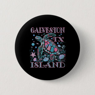 Badge Rond 5 Cm Île de Galveston Tx Amoureux des Tortues Plage Col