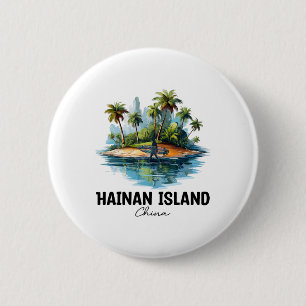 Badge Rond 5 Cm Île de Hainan Chine Surf Voyage, Asie Touriste V