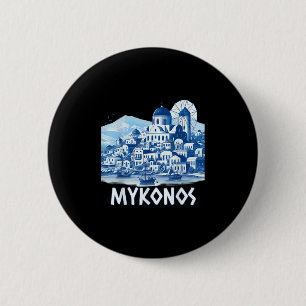 Badge Rond 5 Cm Île de Mykonos Grèce Souvenir Grec Été Vacances