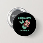 Badge Rond 5 Cm Île de St. Simons Thème de mermaid mignon  (Devant & derrière)