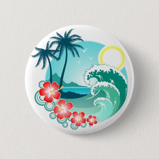 Badge Rond 5 Cm Île Hawaï 2 (Devant)