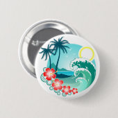 Badge Rond 5 Cm Île Hawaï 2 (Devant & derrière)