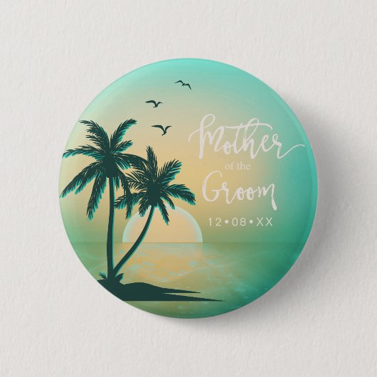 Badge Rond 5 Cm Ile tropicale Mère de la chambre Turquoise ID581 (Devant)