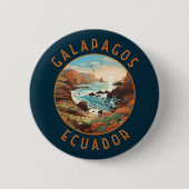 Badge Rond 5 Cm Îles Galapagos Cercle en détresse rétro (Devant)