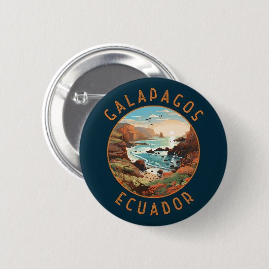 Badge Rond 5 Cm Îles Galapagos Cercle en détresse rétro (Devant & derrière)